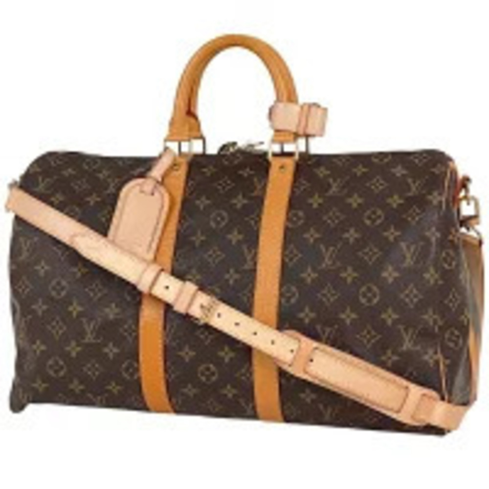 Louis Vuitton Keepall Bandoulire Travel Business Trip Boston Bag Monogram Brown